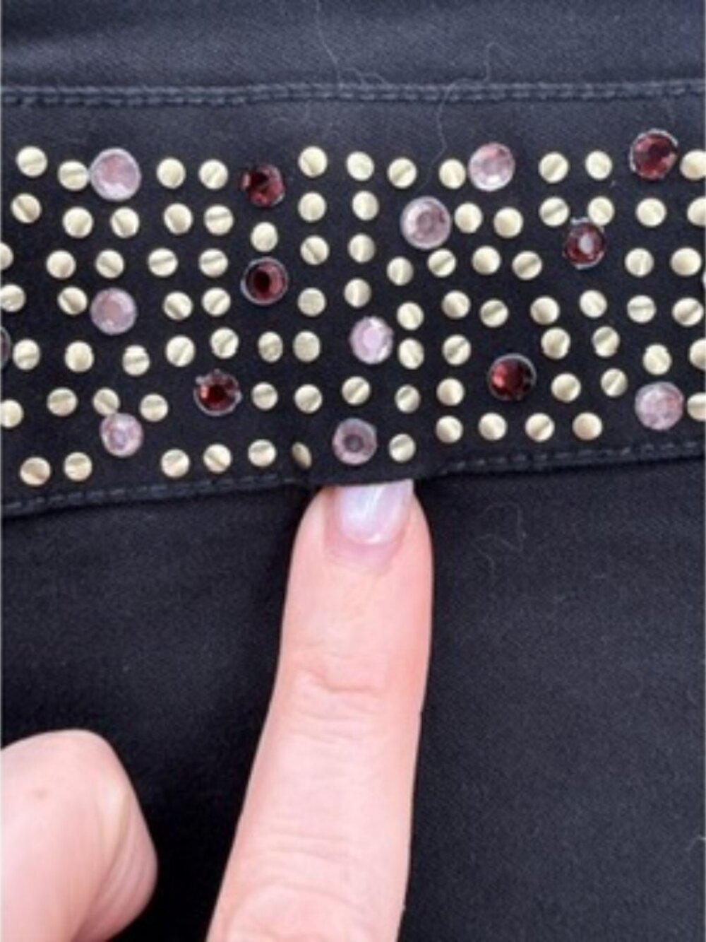 Y2K Votre Nom Black Rhinestone Low Rise Flare Jeans4/36 - Picture 7 of 12